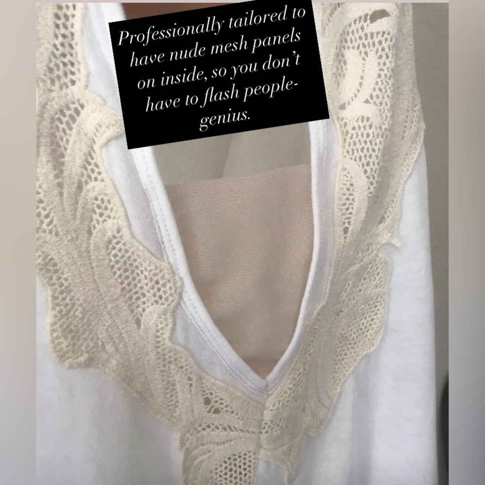 Tailored Free People Bonsai Cotton Crochet Muscle Tee white Medium - Picture 11 of 11